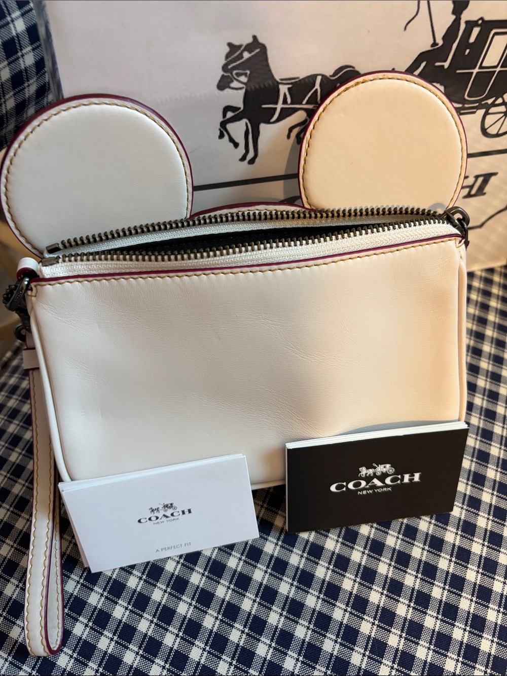Coach Disney chalk colored  Leather Mickey Ear Wristlet - Picture 8 of 11